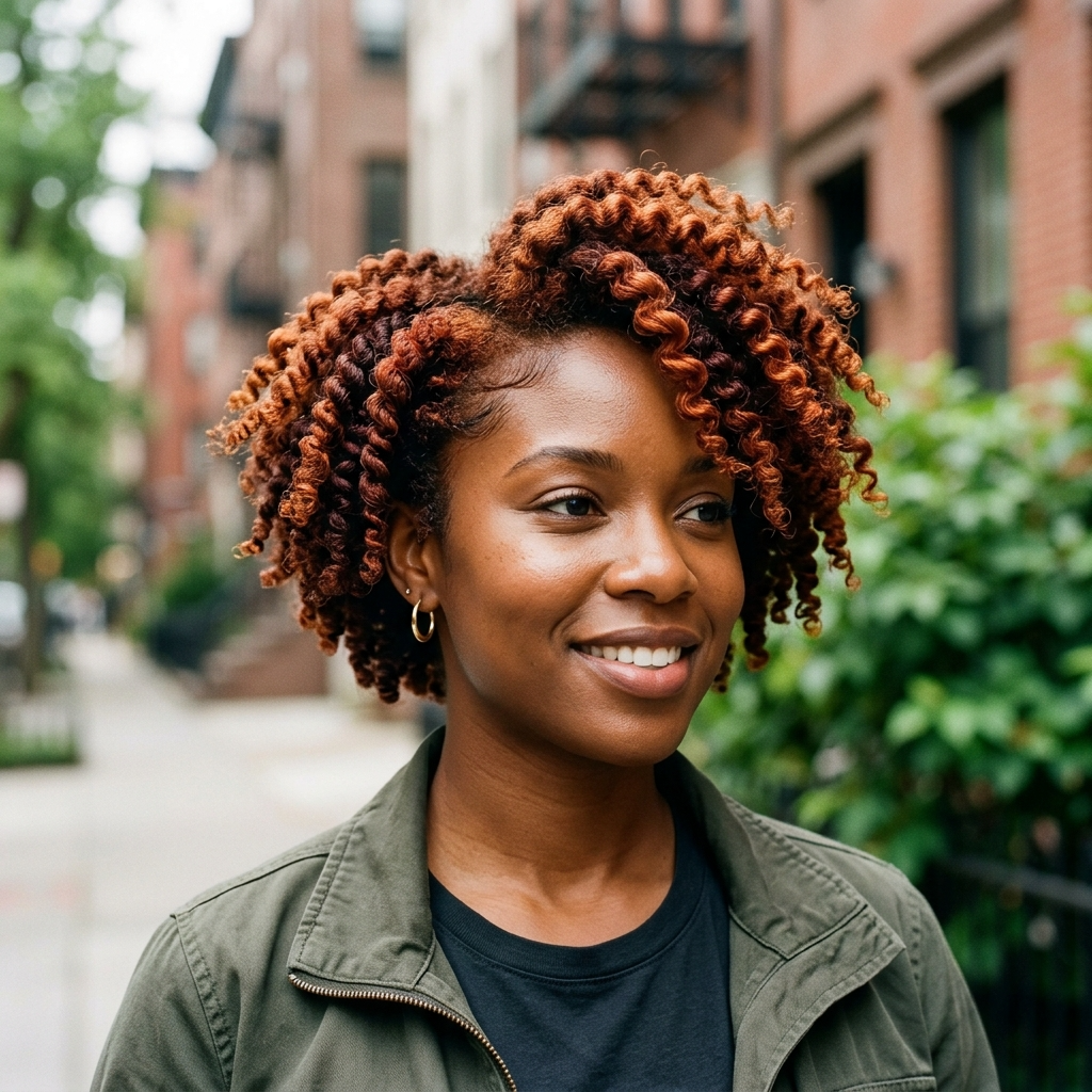 Auburn Twist-Out on a Short Natural Cut