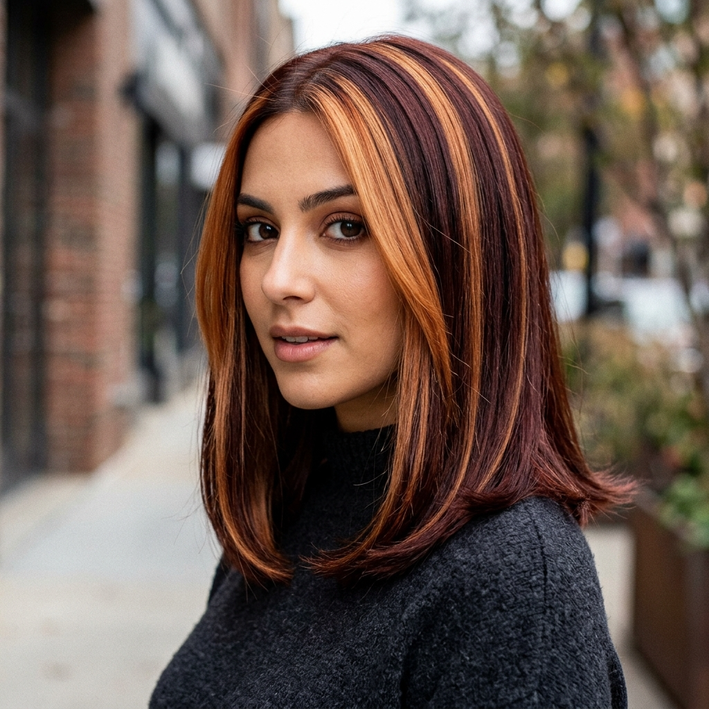 Auburn With Copper Blonde Chunky Pieces