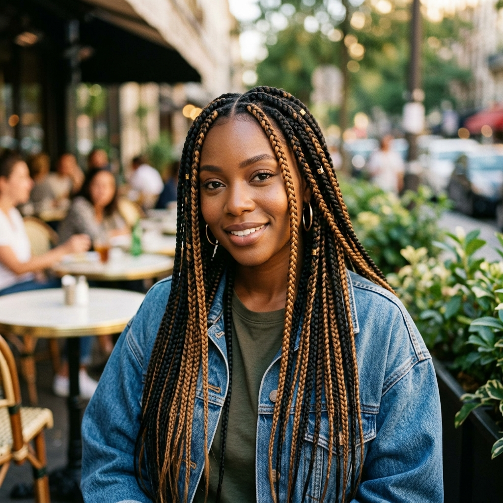 Black and Caramel Box Braids