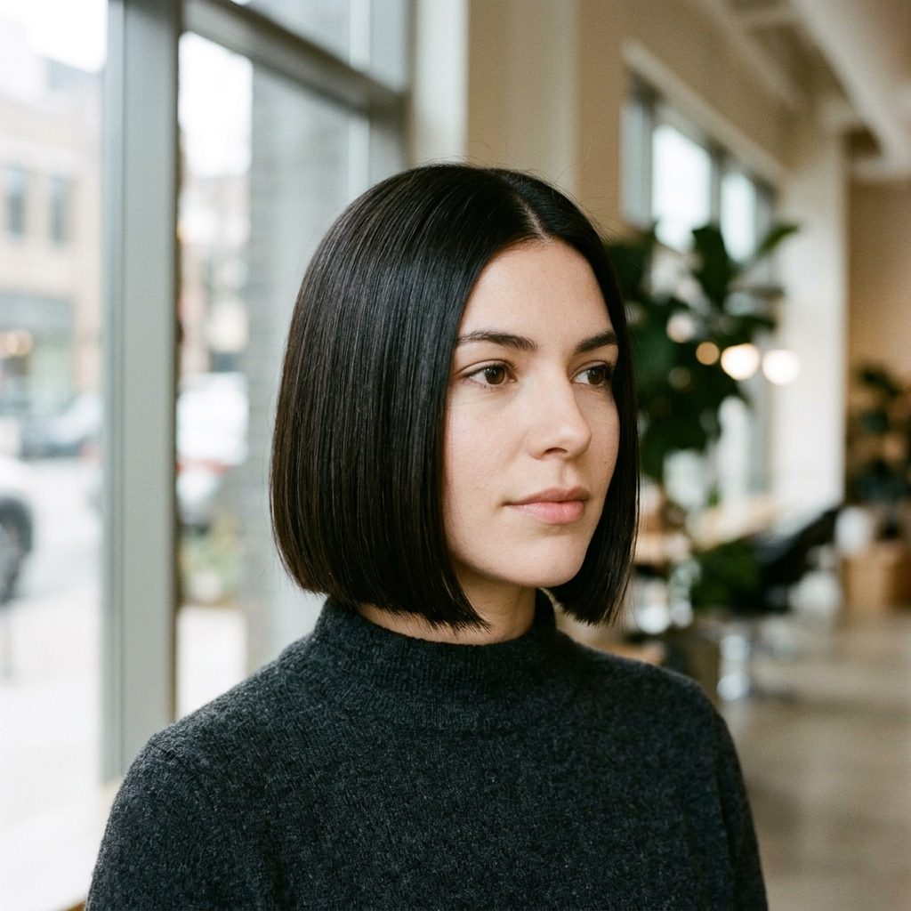 Blunt Chin Bob with Hidden Weight Removal
