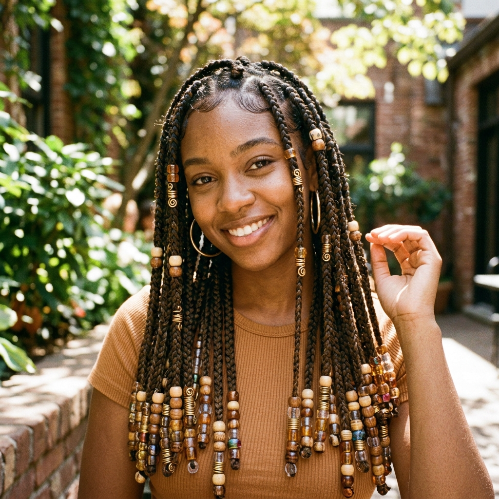 Box Braids With Beads