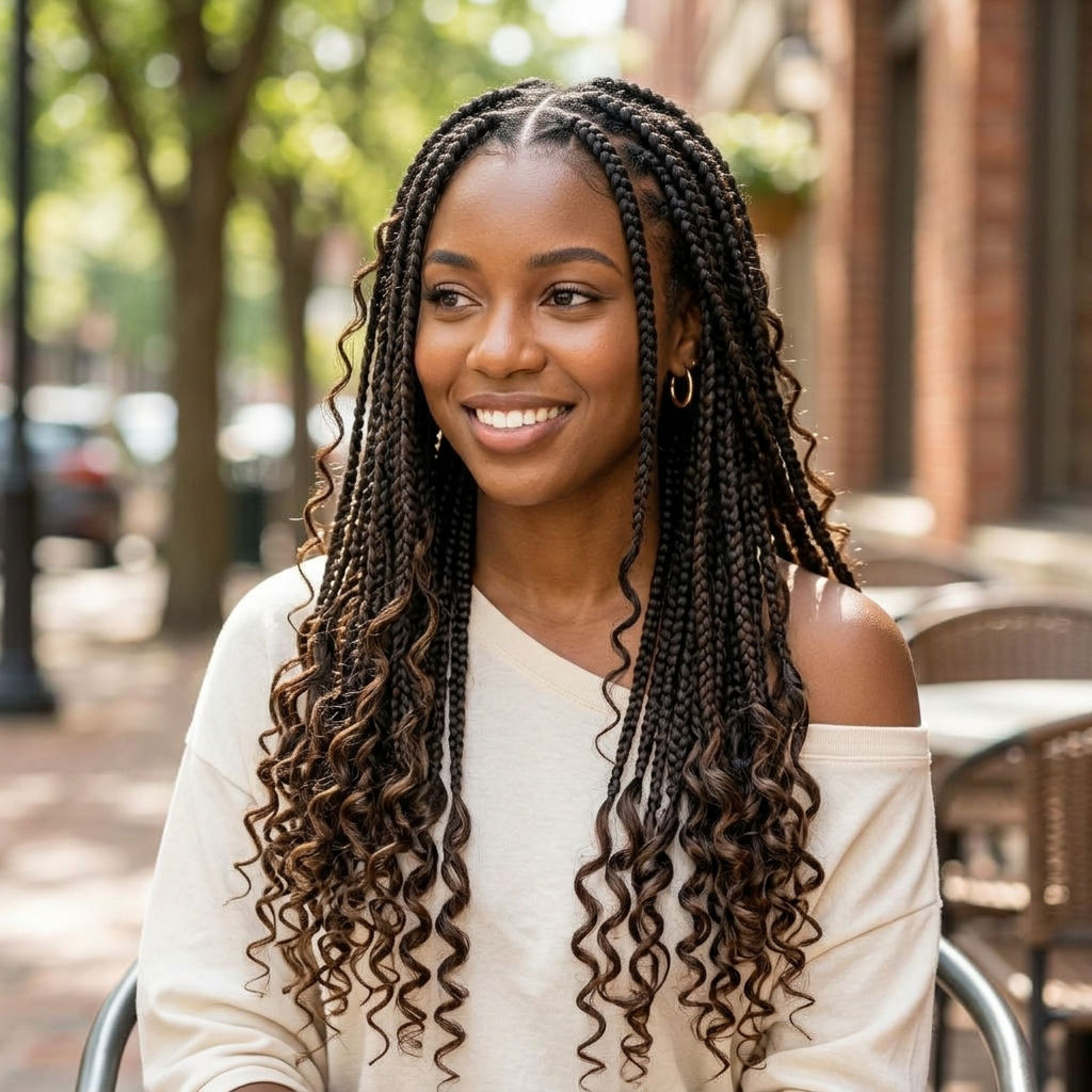Box Braids With Curly Ends