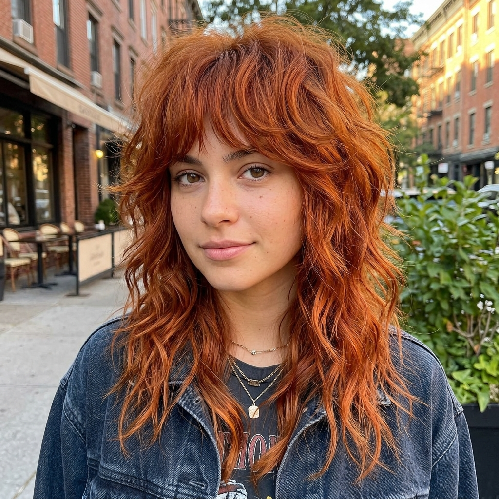 Bright Copper Auburn Wolf Cut