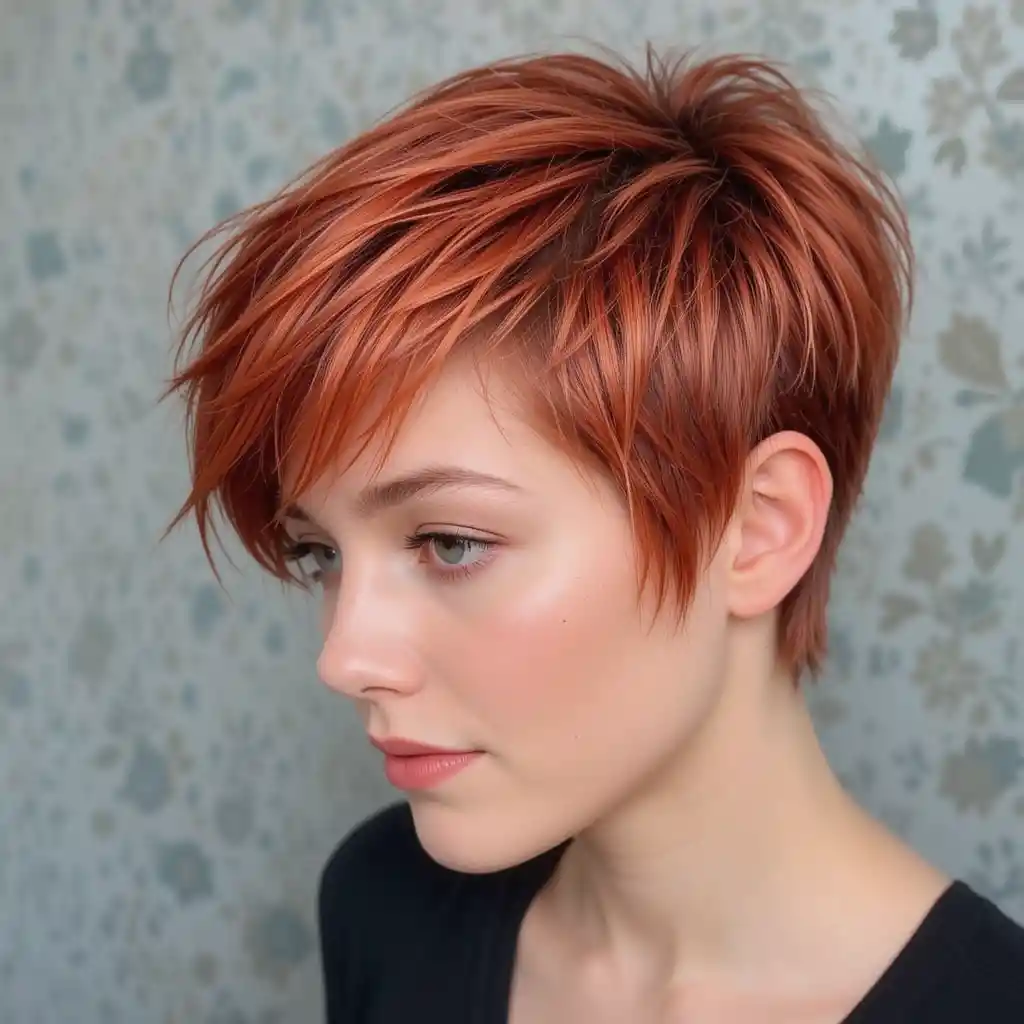 Bright Copper Pixie Cut