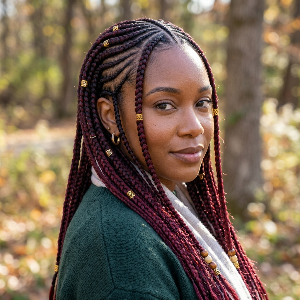 Burgundy or Wine Fulani Braids