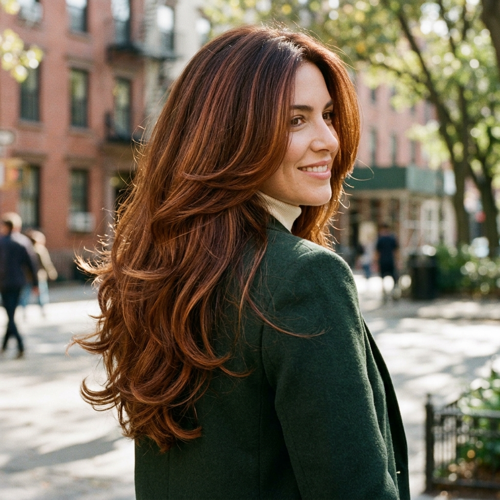 Chestnut Auburn Long Layers