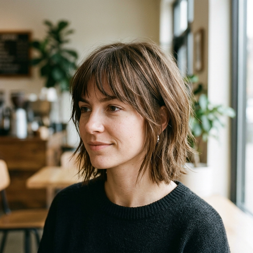 Chin-Length Straight Shag