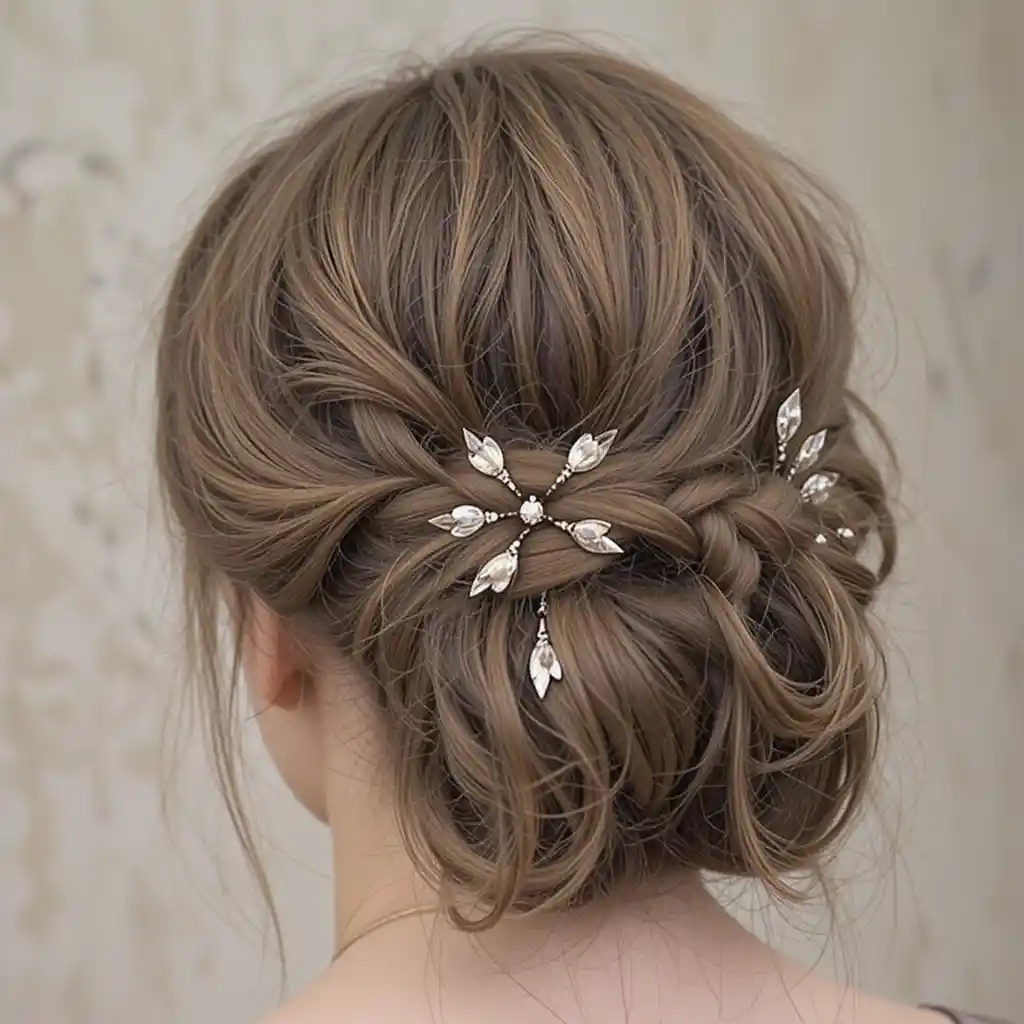 Chinese-Inspired Braided Bun with Chopstick Pins