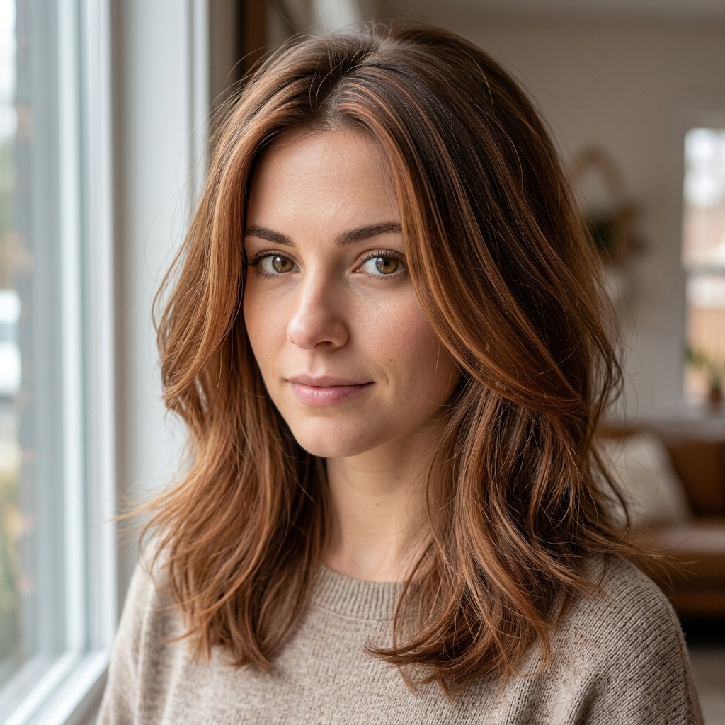 Cinnamon Auburn Babylights on Fine Hair