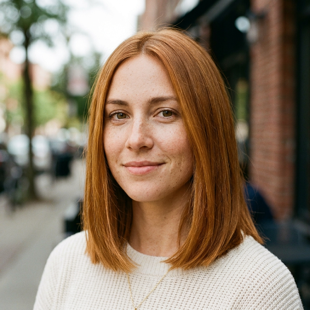 Cinnamon Auburn Lob for Fine, Straight Hair