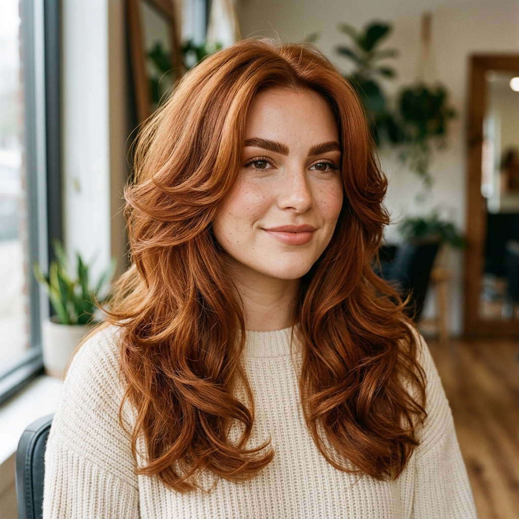 Copper Auburn Butterfly Cut With Henna Brows