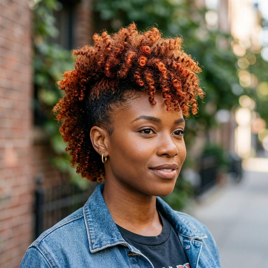 Copper Auburn Curly Frohawk