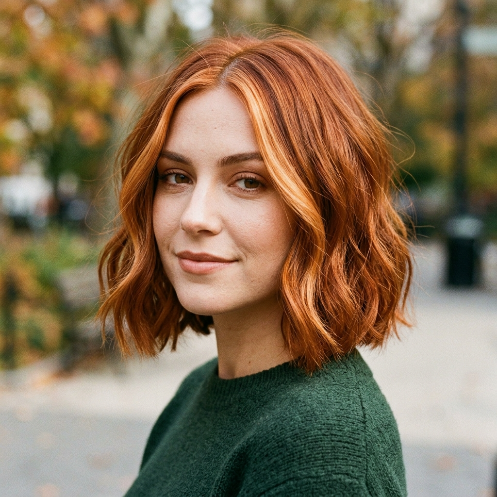Copper Bob with Money-Piece Highlights