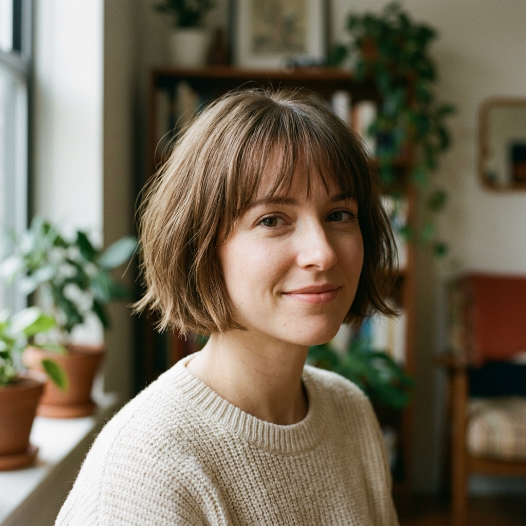 Cropped Bob with Wispy Bangs