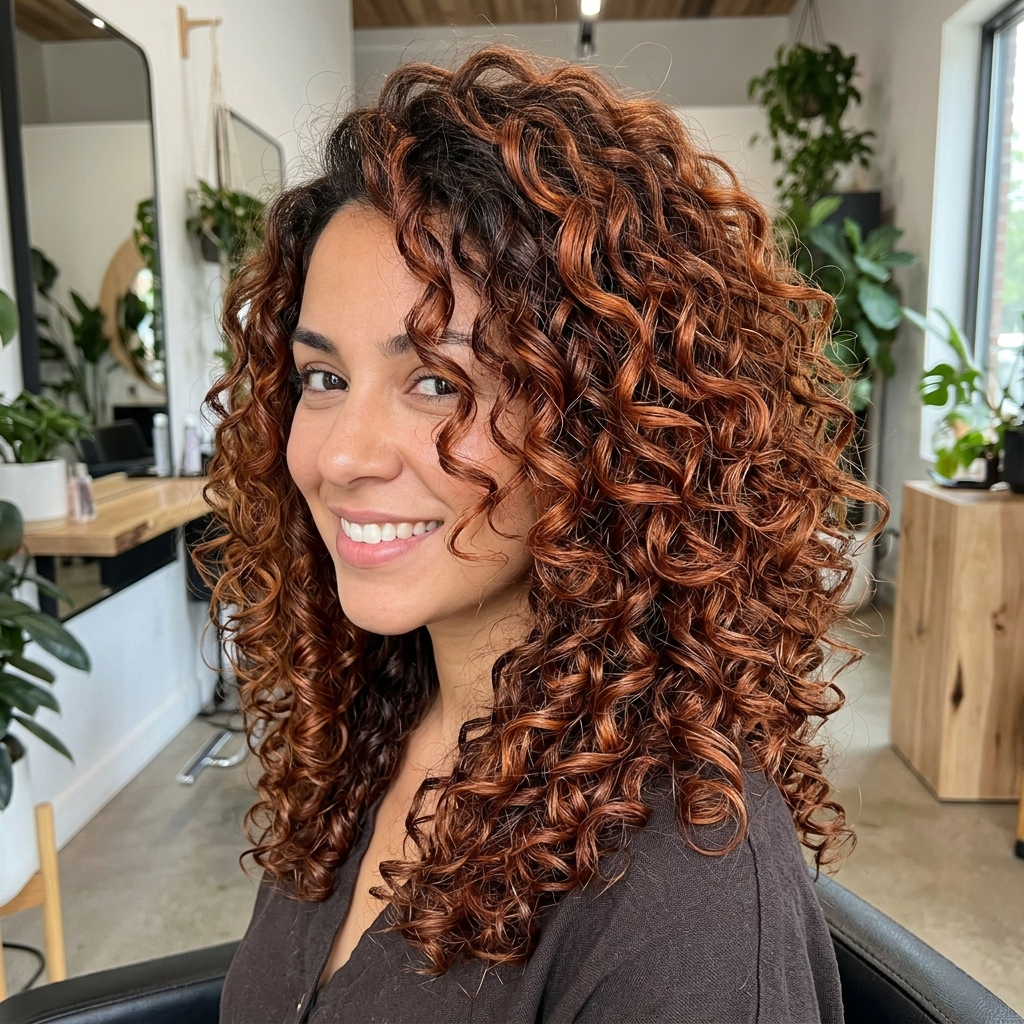 Curl-by-Curl Auburn on Type 3 Curls