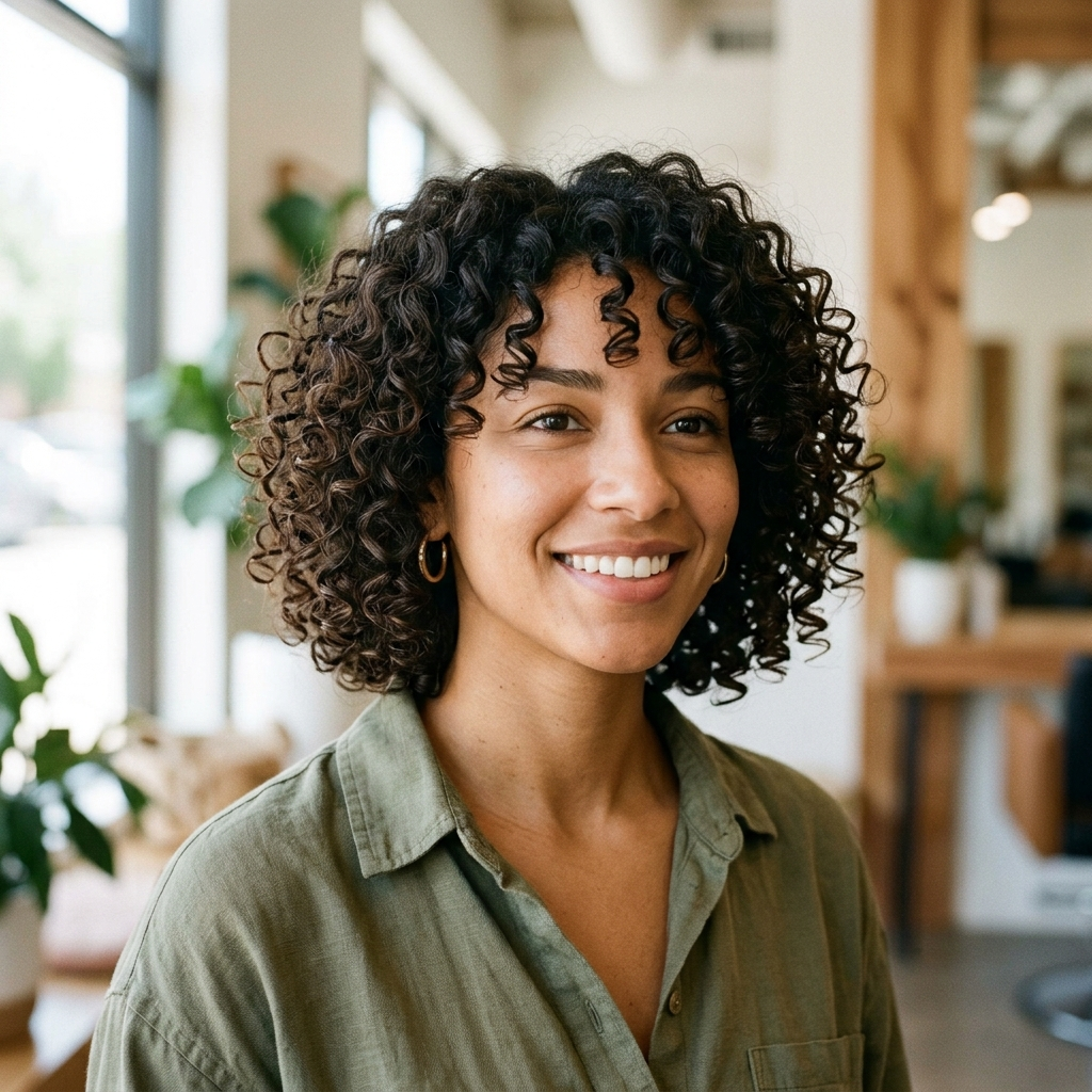 Curly Chin Bob Cut Dry