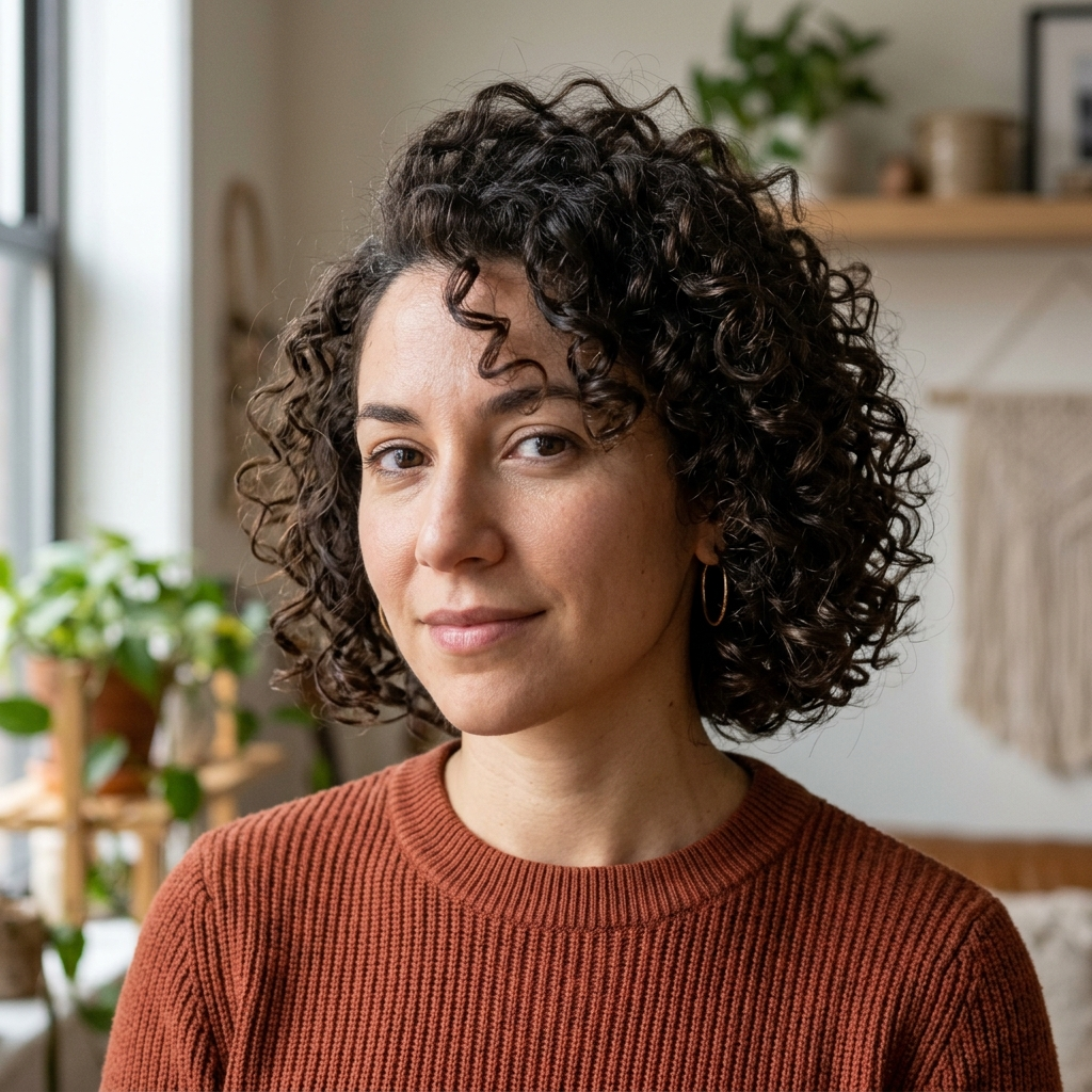 Curly Chin Length Cut With Crown Height