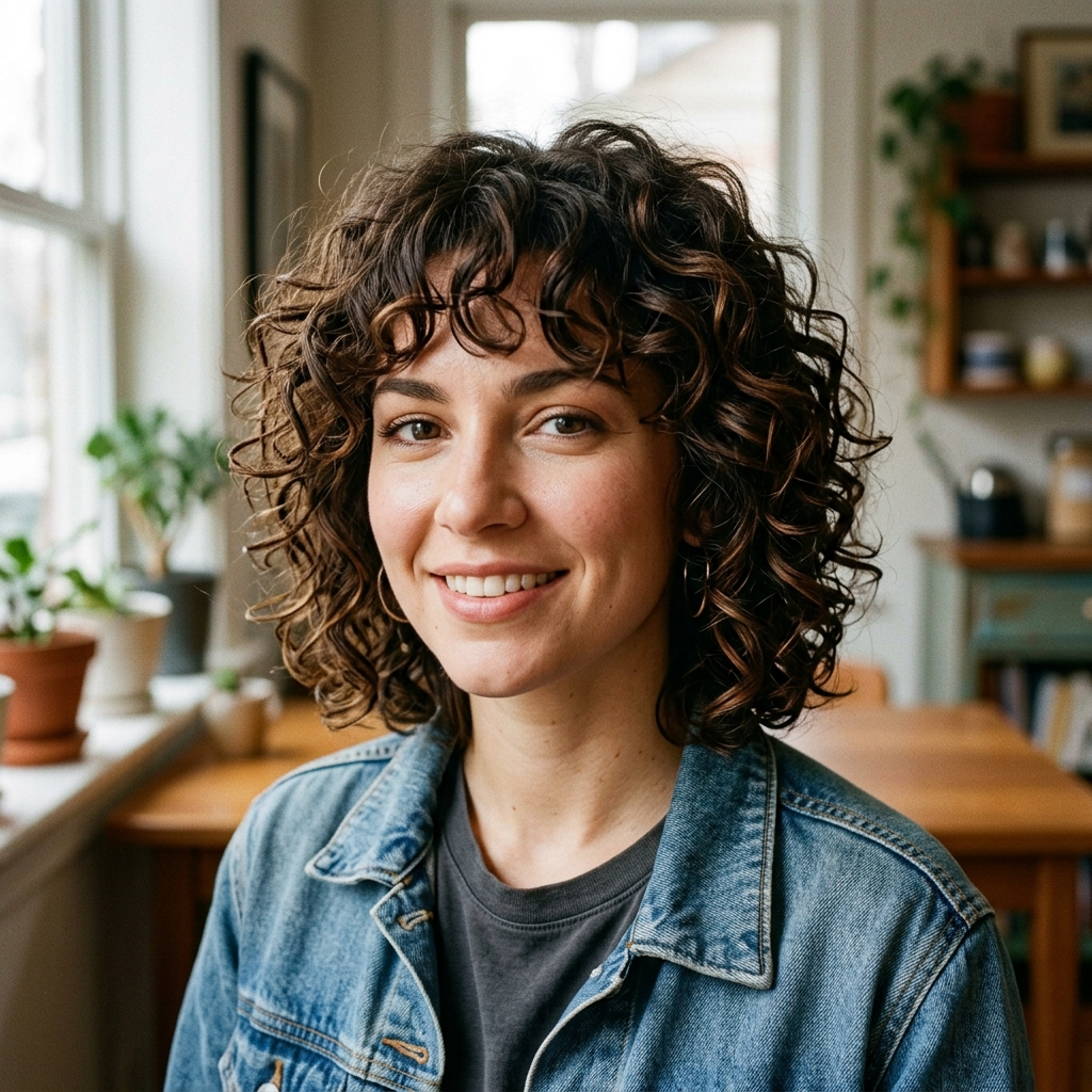 Curly Chin-Length Shag