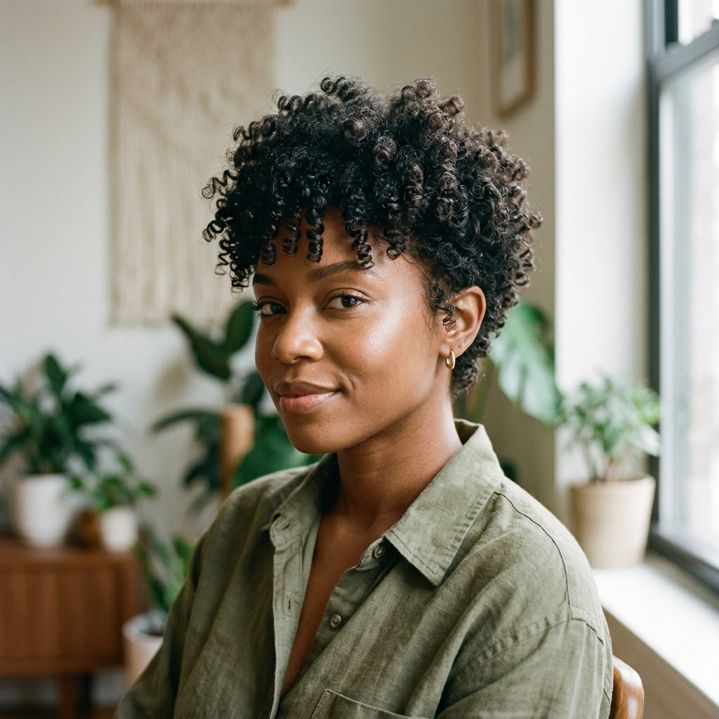 Curly Pixie Shag with Coily Fringe