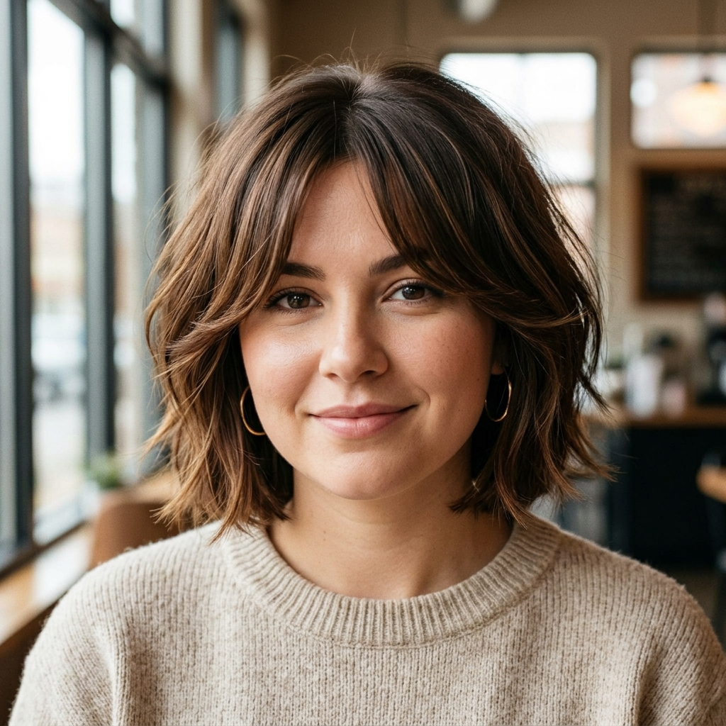 Curtain Bang Bob With Cheekbone-Skimming Pieces