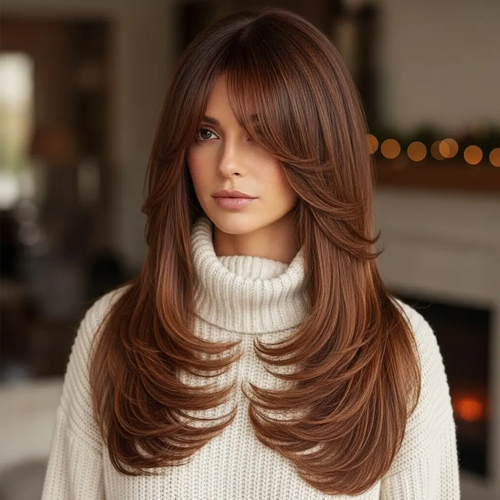 Curtain Bangs with Long Layers