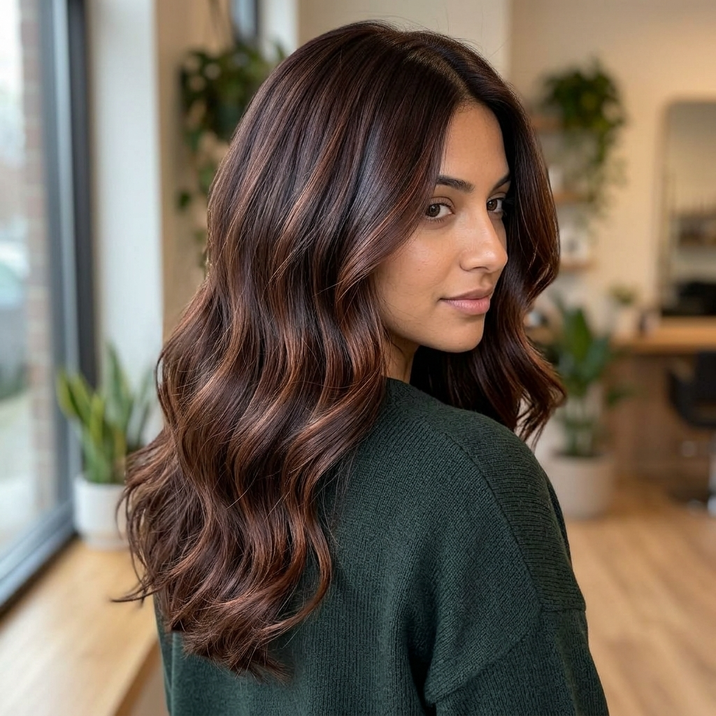 Deep Auburn Brunette With Chestnut Babylights