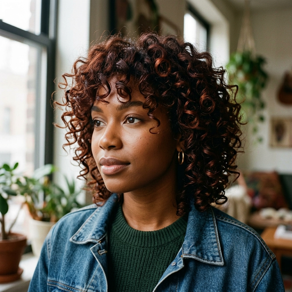 Deep Auburn Curly Mini Shag