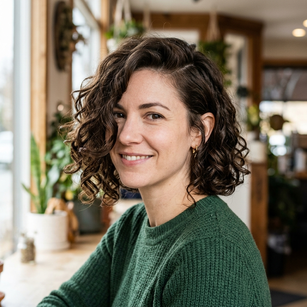 Deep Side Part Curly Bob