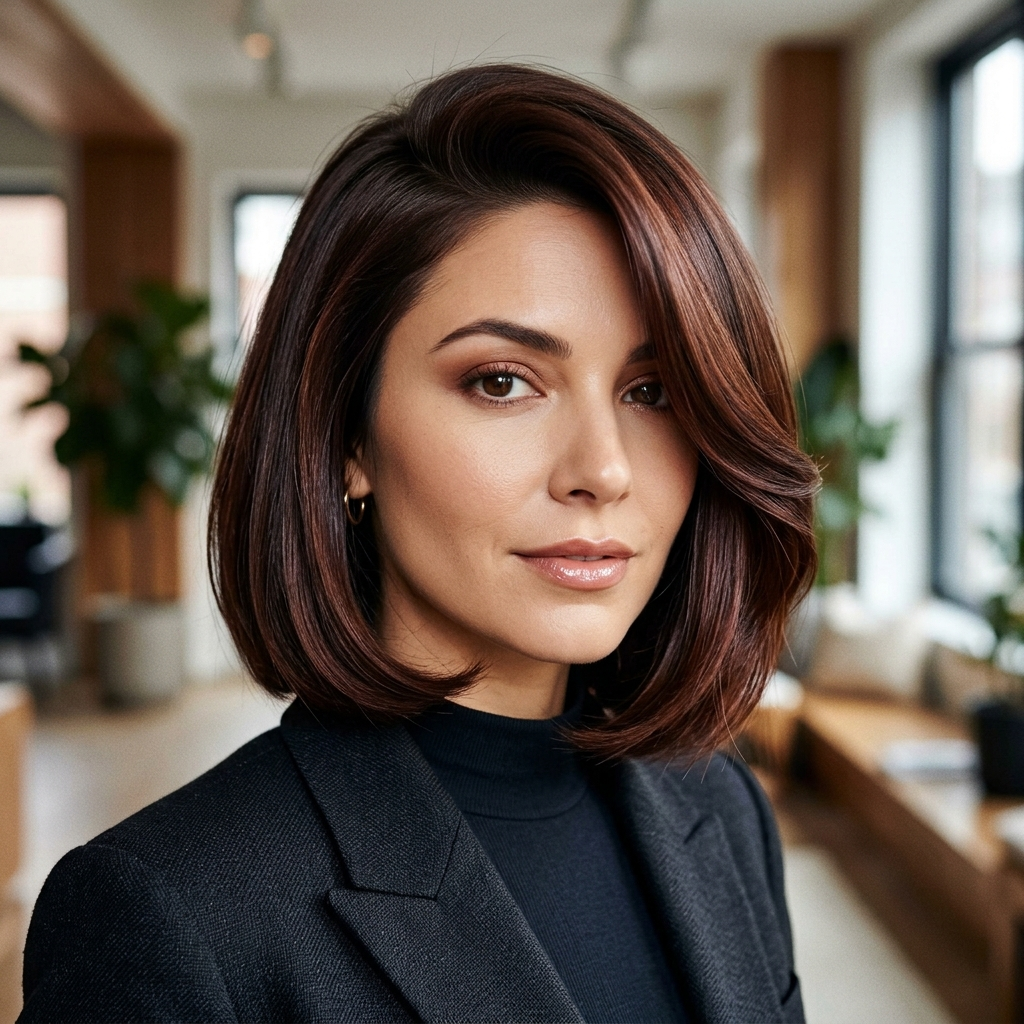 Deep Side Part Glossy Bob