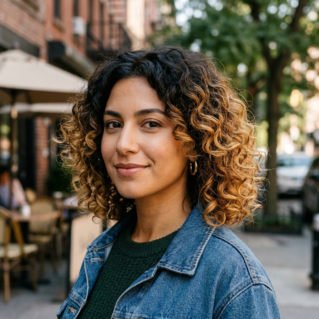 Espresso to Honey Root Melt Curly Bob