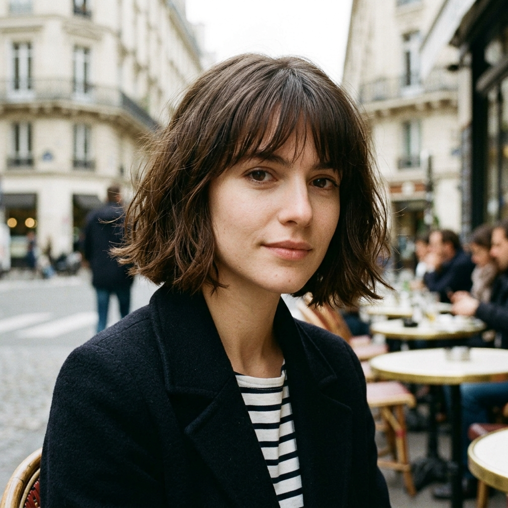 French Bob with Brow-Skimming Bangs