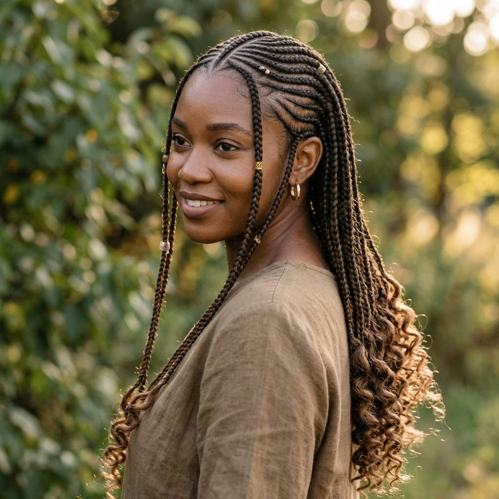 Fulani Braids with Curly Ends