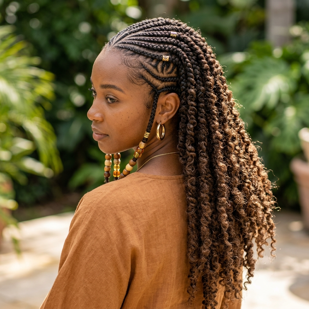 Fulani Braids with Passion Twists in the Back