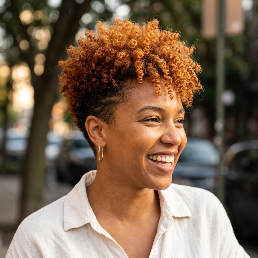 Ginger Auburn Wash and Go Tapered Cut