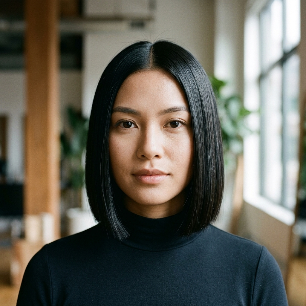 Glass Hair Center Part Bob