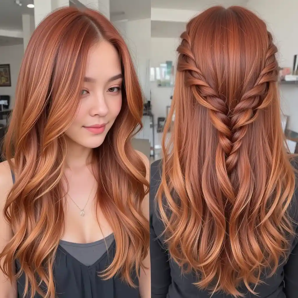 Golden Copper Highlights on Red Hair