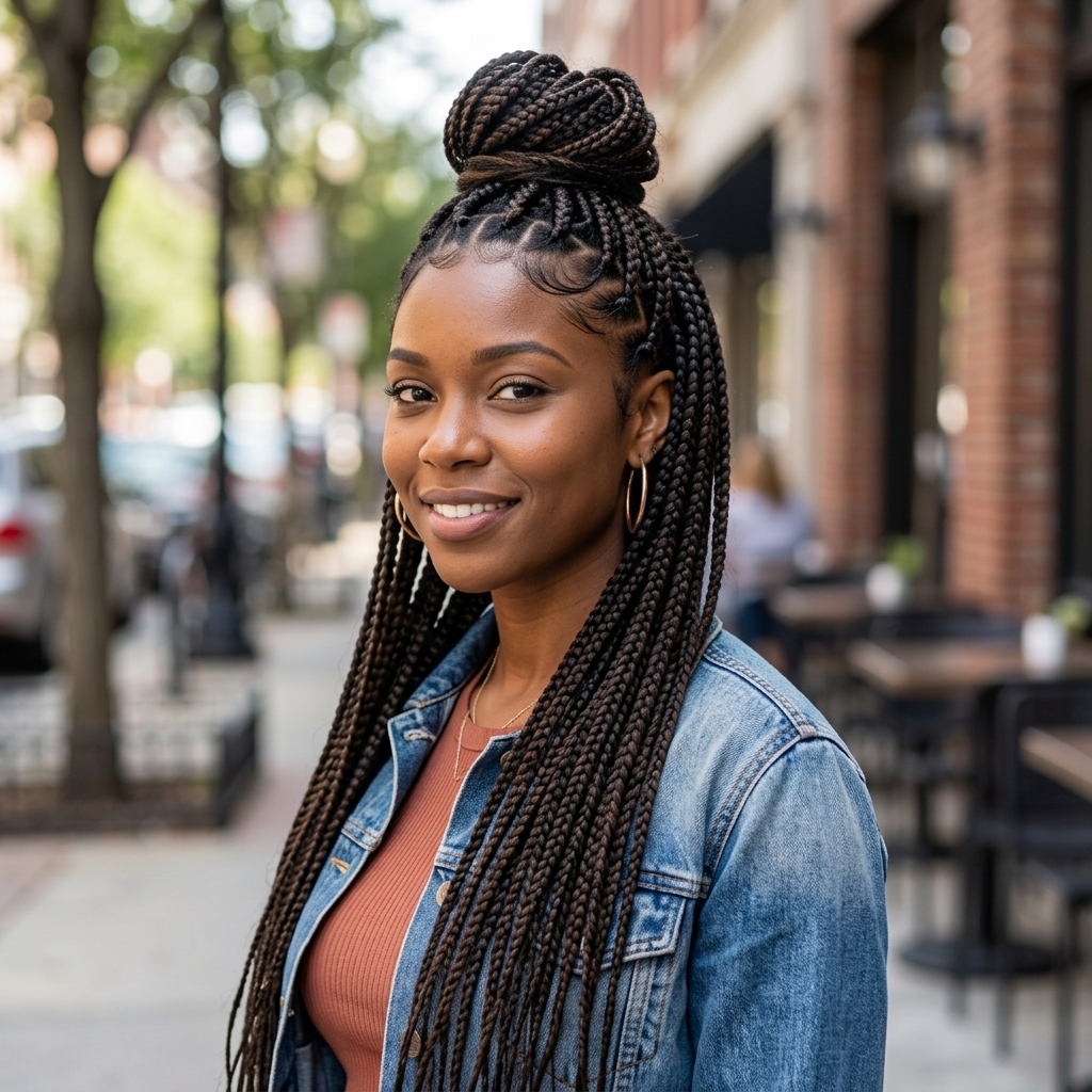Half-Up Half-Down Box Braids