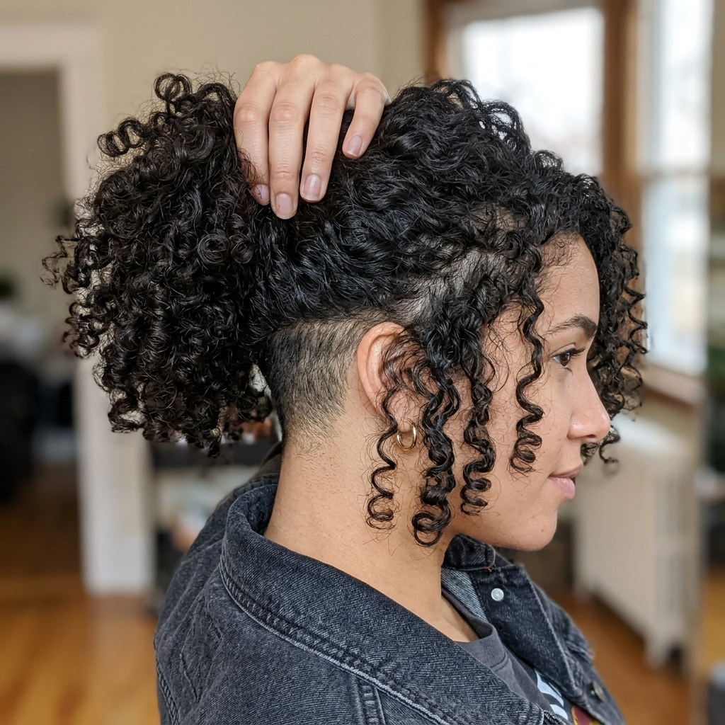 Hidden Undercut Curly Bob