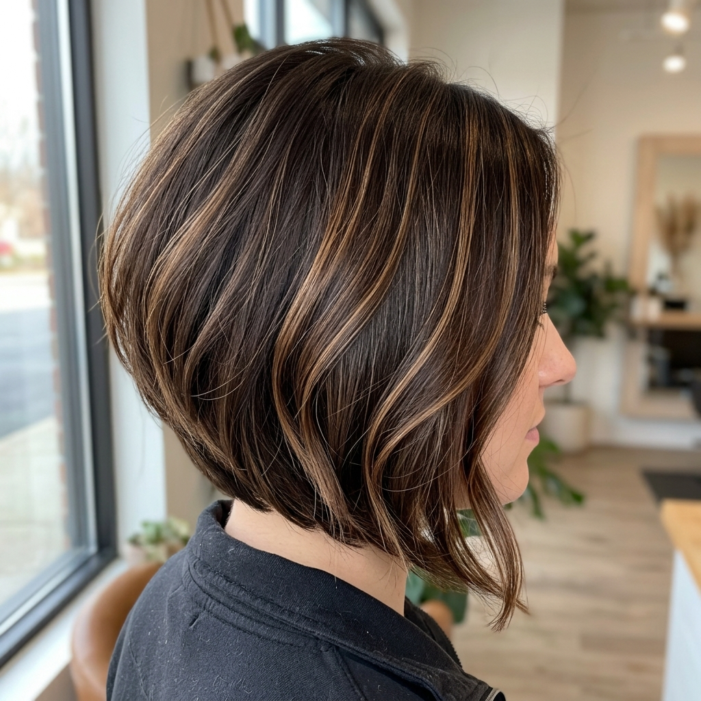Inverted Bob with Caramel Ribbons