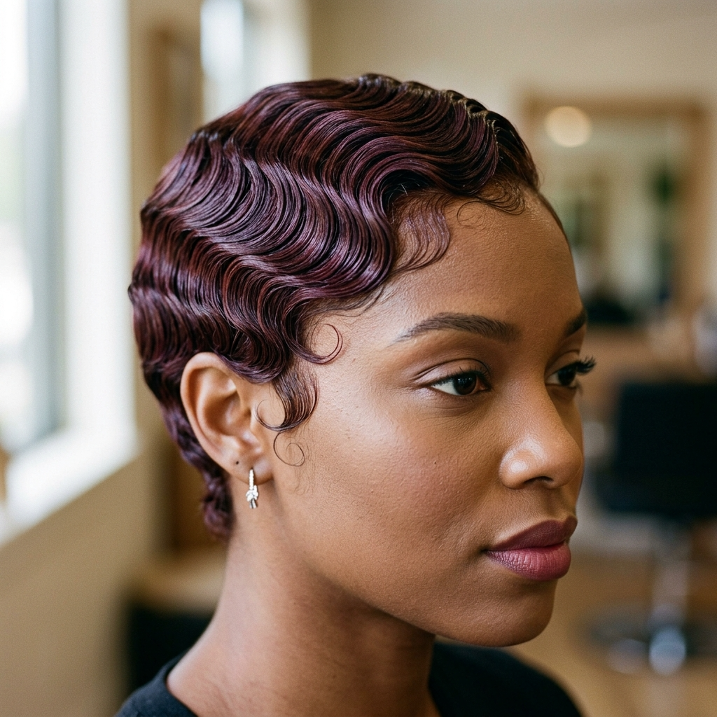 Mahogany Auburn Finger Waves