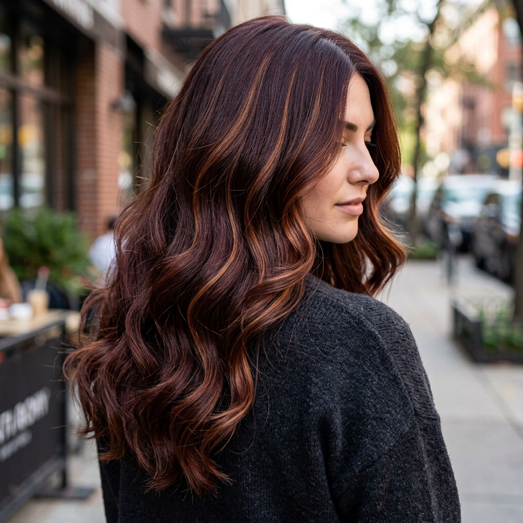Mahogany Auburn With Caramel Ribbon Highlights