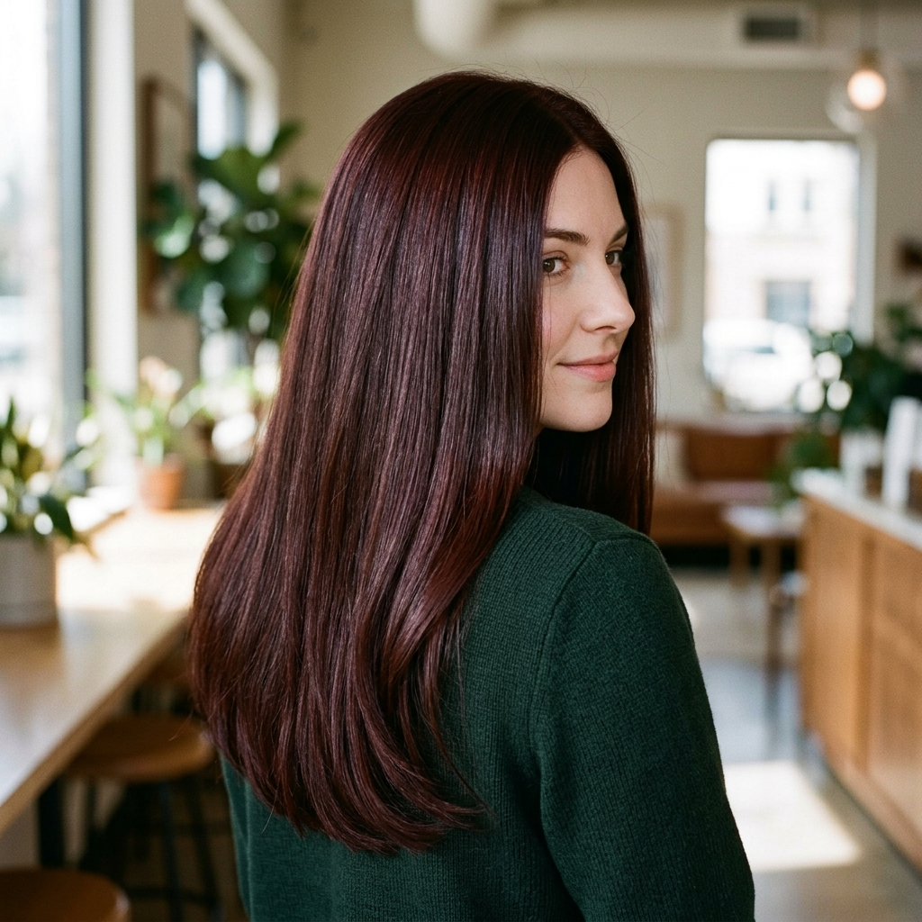 Mahogany Auburn on Thick, Straight Hair