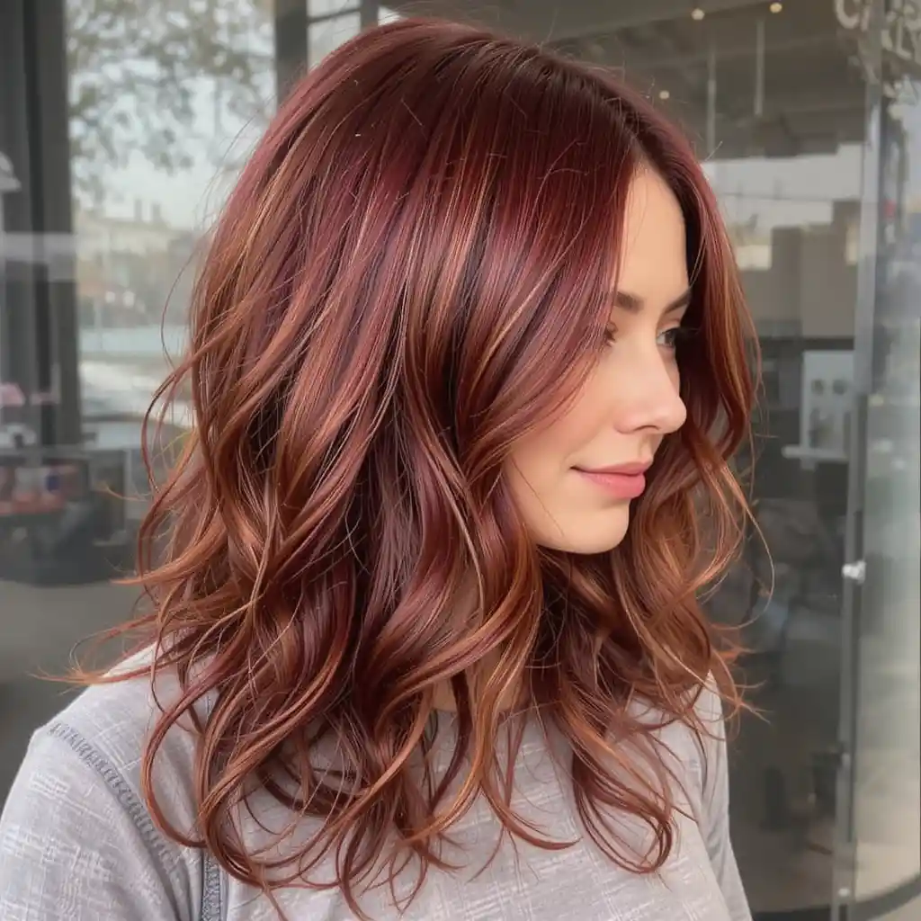 Mahogany Red with Caramel Highlights