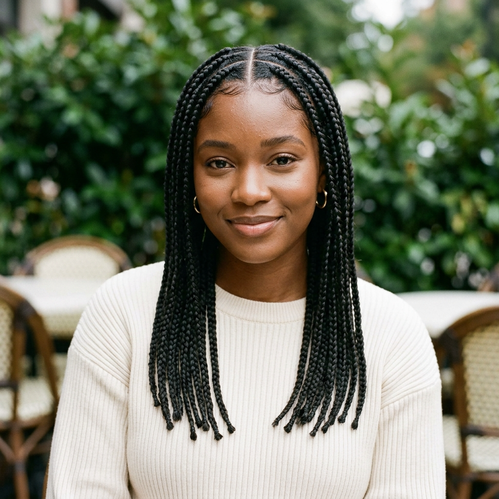Medium Box Braids With Center Part