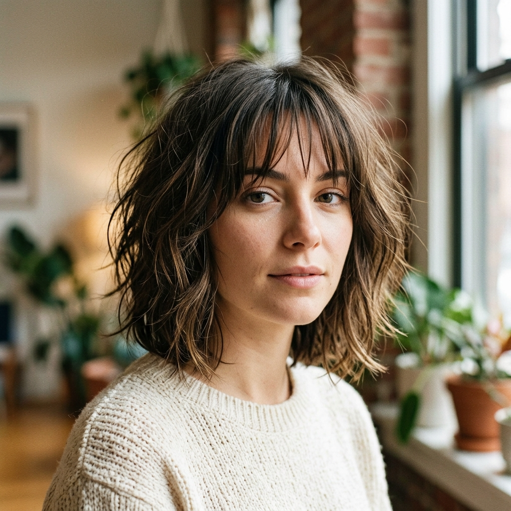 Messy Bob with Piecey Bangs