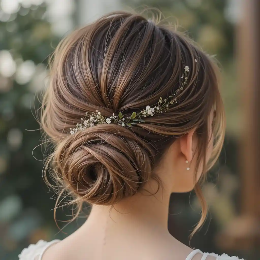 Messy Chignon with Face-Framing Strands