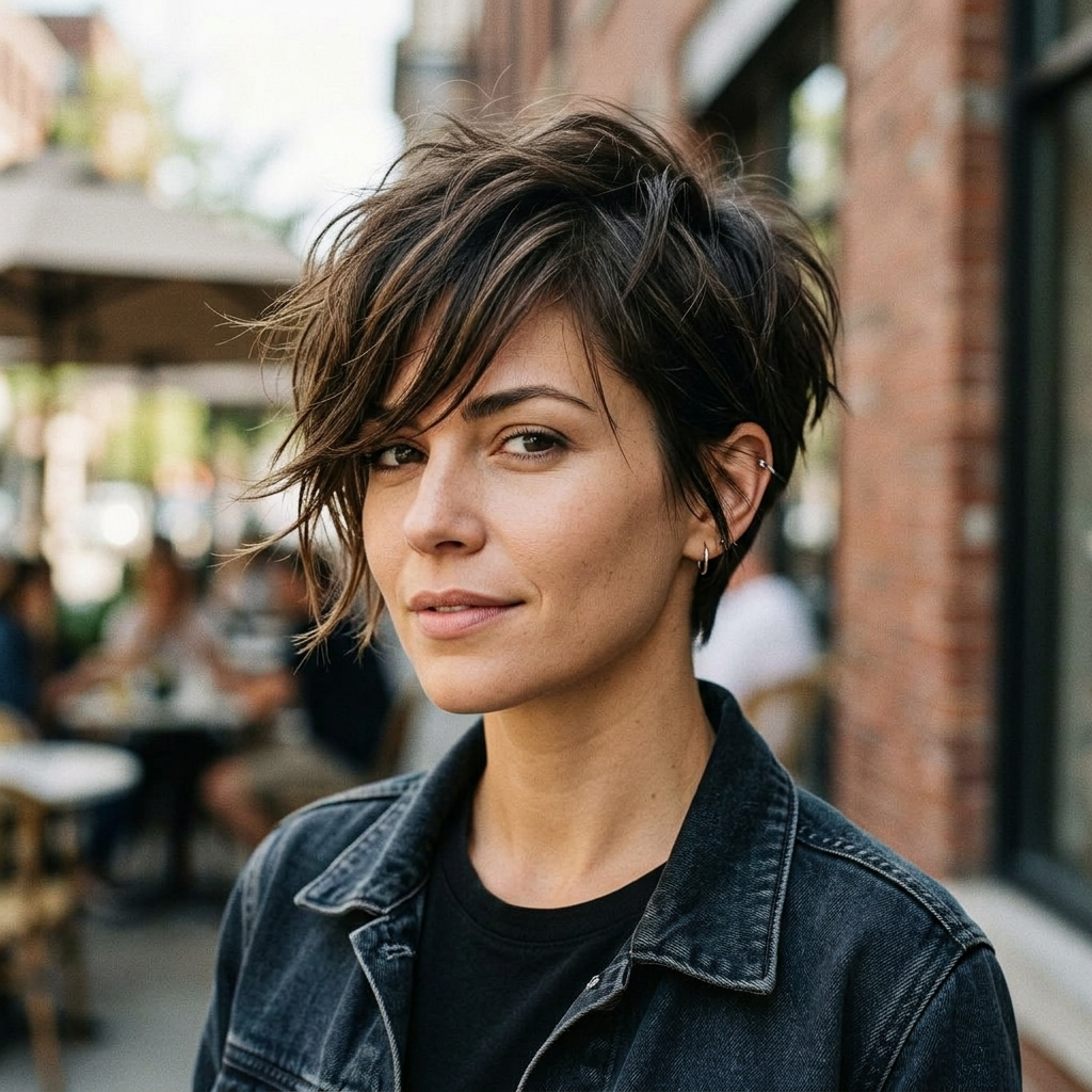 Messy Pixie with Long Bangs