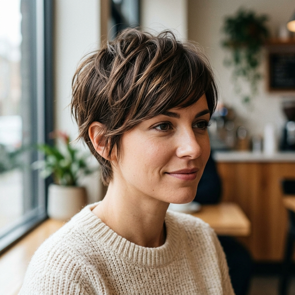 Piecey Crop with Side-Swept Bangs