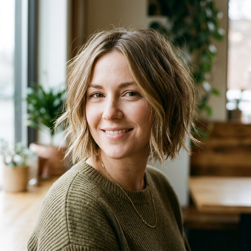 Point Cut Textured Bob for Fine Hair