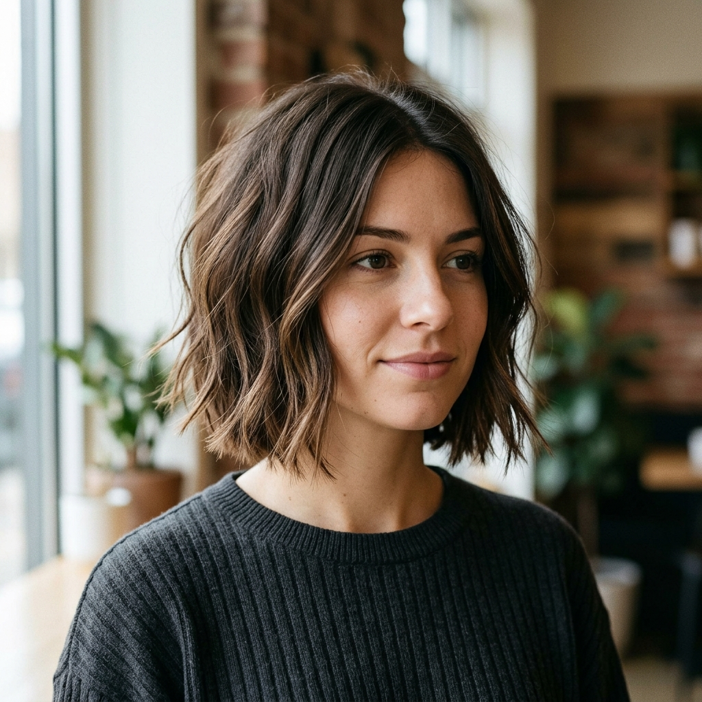 Point Cut Textured Chin Bob